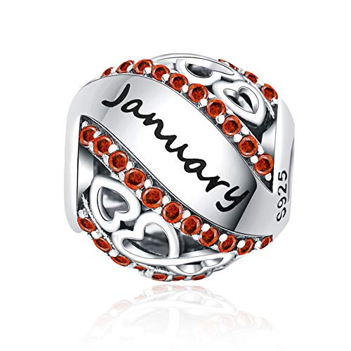 Linorui Birthstone Charms for Charms Bracelet 925 Sterling Silver Bead Openwork Charms Fit Pandora Charms Bracelet Fit Women Wife Mom Daughter Christmas Birthday Gift