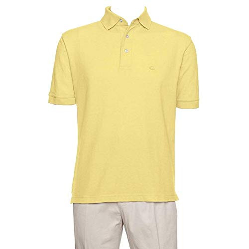 AKA Mens Solid Polo Shirt Classic Fit - Pique Chambray Collar Comfortable Quality Yellow 3X