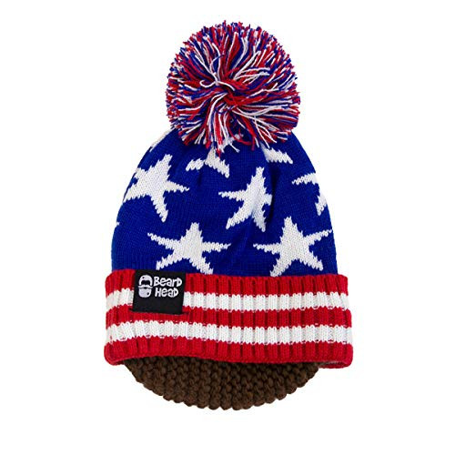 Beard Head Kid Patriot Beard Beanie - Knit Hat and Fake Beard for Kids Toddlers Brown