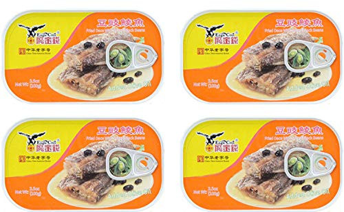 ??????? Fried Dace with Salted Chinese Douchi Fermented Black Beans - 3.5 oz -4 Packs-
