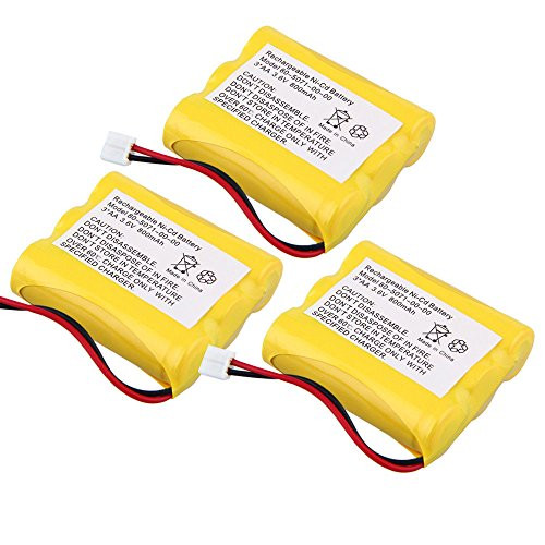 3 AA 3.6V 800mAh Ni-cd Cordless Home Phone Replacement Battery for Vtech 80-5071-00-00 MG2423 8050710000 Yellow -Pack of 3-