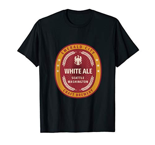 Emerald City Craft Brewery Seattle white Ale Beer Logo T-Shirt