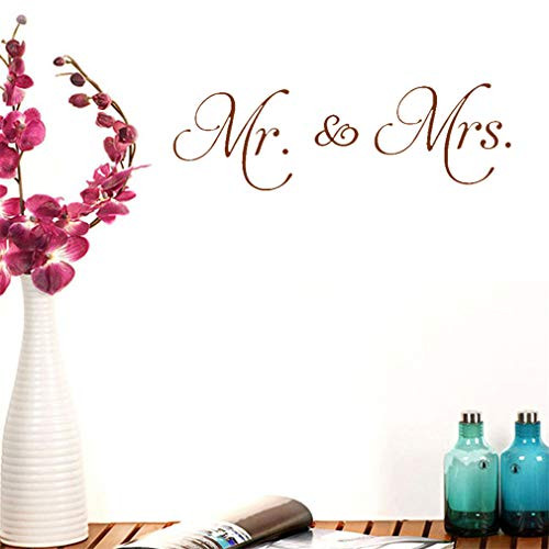 Mr. and  Mrs. -Brown- Wall DecalsVinyl Removable PVC Stickers Decor for Home Bedroom Living Room Decoration 20.9x16.5 in