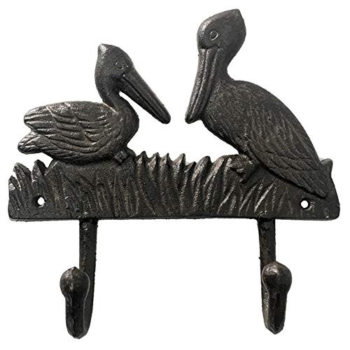 Chesapeake Bay Pair of Pelicans Perched Double Wall Hooks Cast Iron 7.75 Inches Chesapeake Bay Pair of Pelicans Perched Double Wall Hooks Cast Iron 7.75 Inches