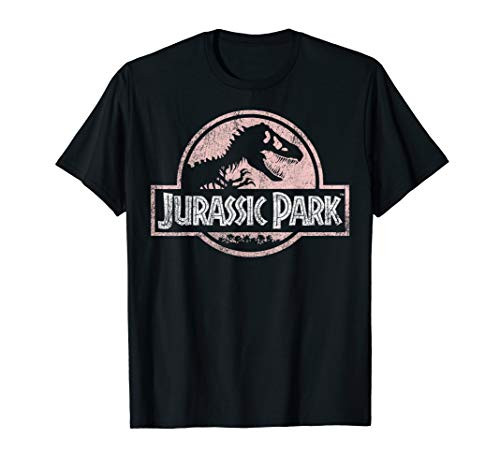 Jurassic Park Peach Distressed Logo Graphic T-Shirt