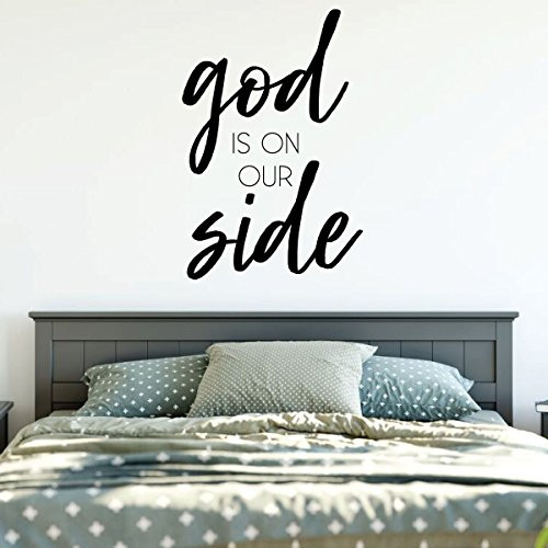 Christian Wall Decal - God Is On Our Side - Vinyl Art Home Decor for Bedroom or Living Room Decoration