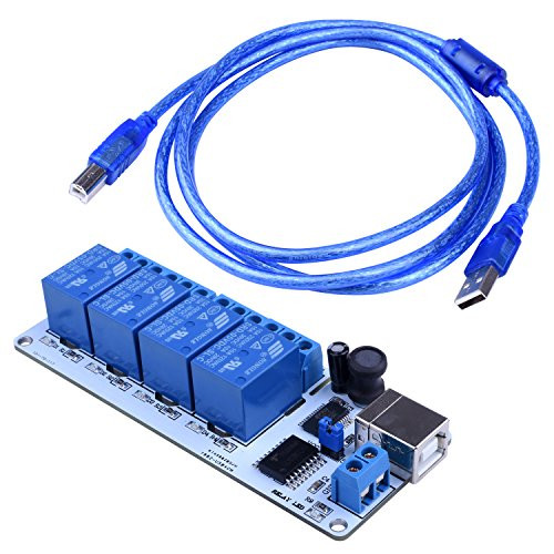 Quima 5V USB 4 Channel Relay Module Automation 5V Controller with Tutorial and 1.5m Copper core USB Cable QY15