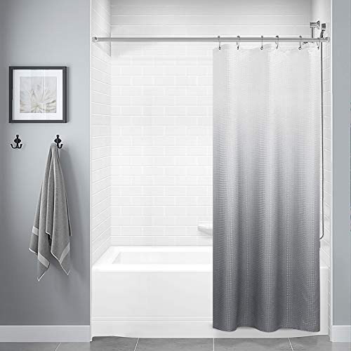 Textured Fabric Bath Shower Curtain Polyester Ombre Shower Curtains for Bathroom Waterproof Shower Curtain Liner with 6 HooksMachine Washable -36 x 72 inch Light Grey- Textured Fabric Bath Shower Curtain Polyester Ombre Shower Curtains for Bathroom Waterproof Shower Curtain Liner with 6 HooksMachine Washable -36 x 72 inch Light Grey-