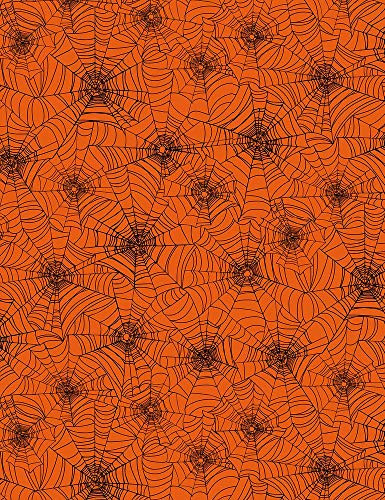 Timeless Treasures Halloween Web Orange Cotton Fabric by The Yard