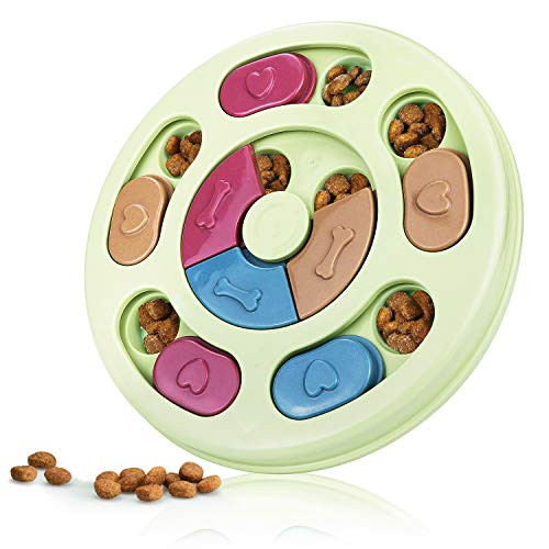 Dog Puzzle Toys Puppy  Dog Puzzles Interactive Game Toy for Dogs Cats Treat Dispenser for Dogs Training Funny Feeding ABS Colorful Design Slow Feeder to Aid Pets Digestion -Green-