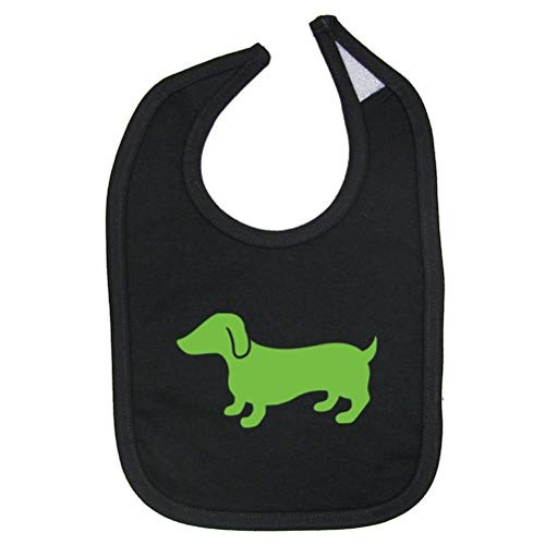 Mashed Clothing Dachshund -Lime- Cotton Baby Bib -Black-