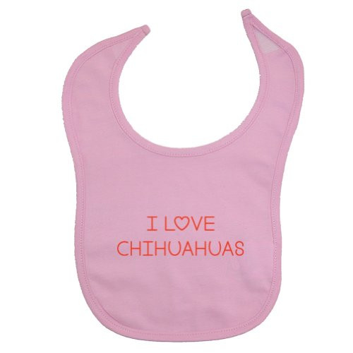 Mashed Clothing I Love Chihuahuas Cotton Baby Bib -Pink-