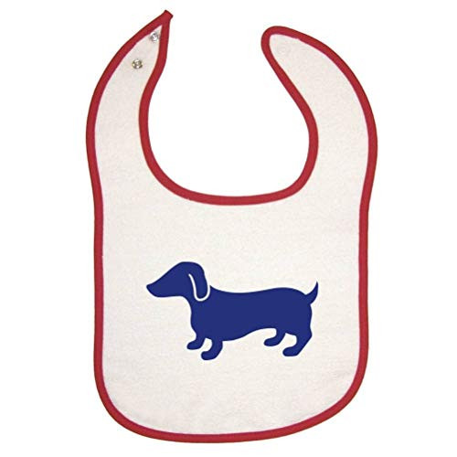 Mashed Clothing Dachshund -Navy- Red Piping Bib