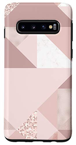 Galaxy S10 Rose Color Geometric Triangles Abstract Design Case