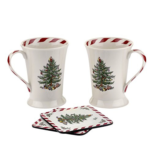 Spode Christmas Tree Peppermint Mug and Coaster, Set of 2 Spode Christmas Tree Peppermint Mug and Coaster, Set of 2