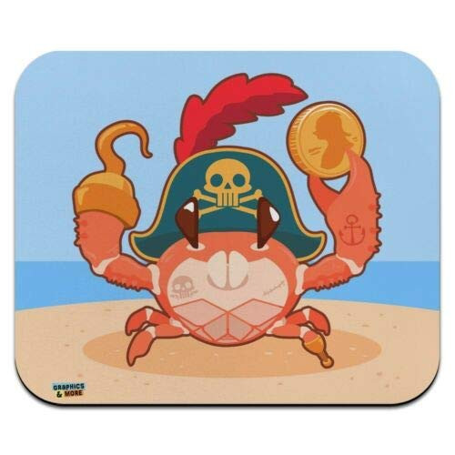 Mouse Mat Pirate Crab on The Beach with Hook and Coin Low Profile Thin Mouse Pad 8 x 10 Inch Mousepad Gaming Mouse Pad