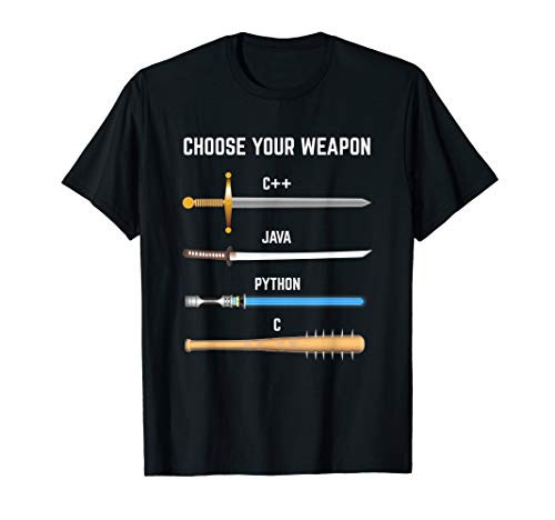 Funny Programmer Choose Your Weapon T-Shirt Gift For Devs