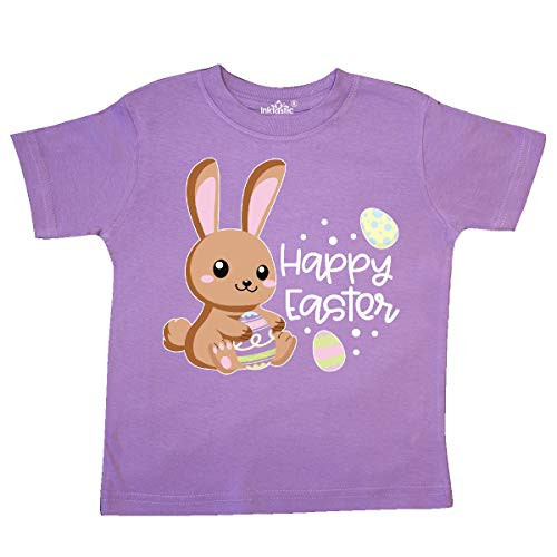 inktastic Happy Easter with Brown Bunny and Toddler T-Shirt 4T Lavender 3e4fc