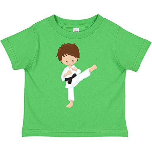 inktastic Cute Boy Brown Hair Karate Toddler T-Shirt 2T Apple Green 39db6