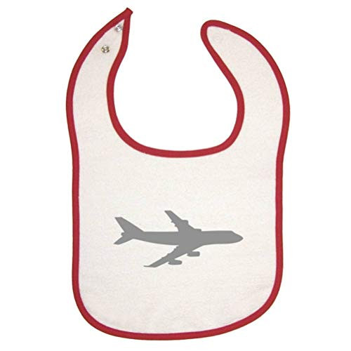 Mashed Clothing Airplane -Silver- Red Piping Bib