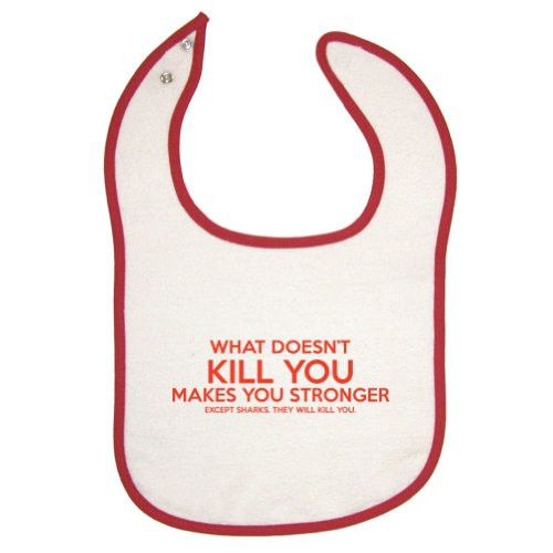 Mashed Clothing Sharks. They Will Kill You. Red Piping Bib