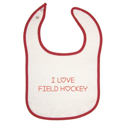 Mashed Clothing I Love Field Hockey Red Piping Bib