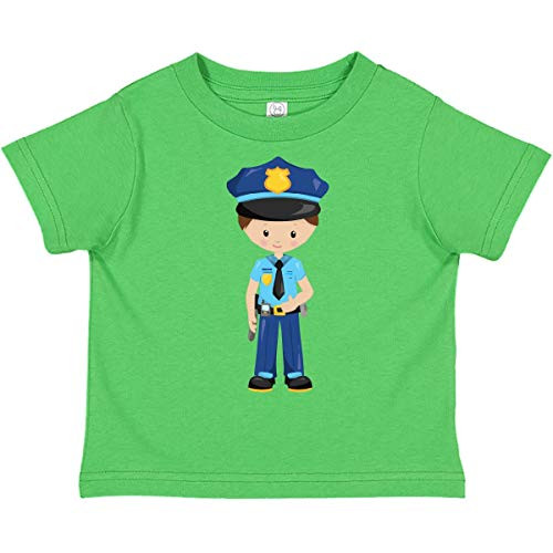 inktastic Cute Boy Policeman Brown Hair Toddler T-Shirt 2T Apple Green 39dbf