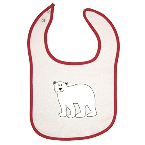 Mashed Clothing - Polar Bear - Red Piping Terry Cloth Baby Bib