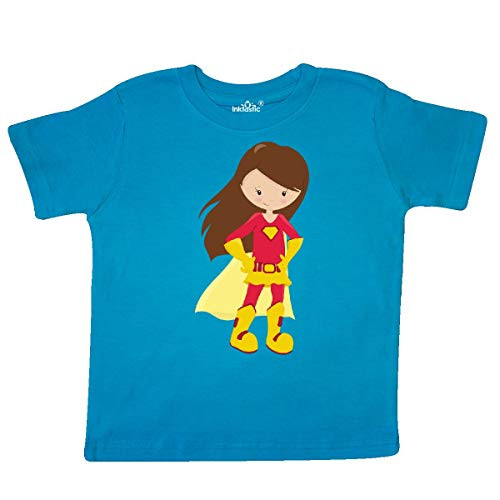 inktastic Superhero Girl Brown Hair Red Toddler T-Shirt 2T Turquoise 3c0f9