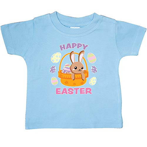 inktastic Happy Easter with Brown Bunny Baby T-Shirt 6 Months Light Blue 3e4fe