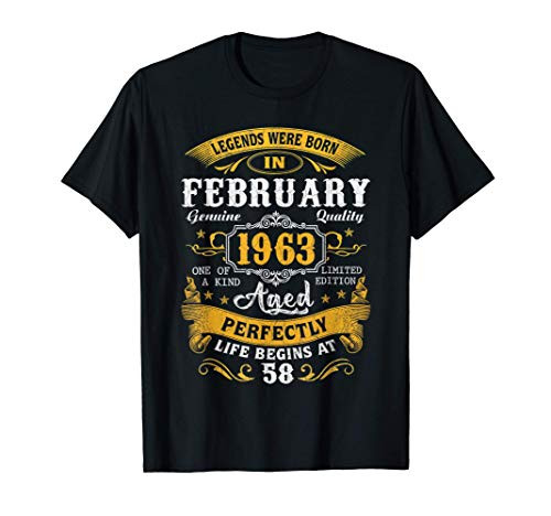 Legends Were Born In February 1963 58th Birthday Gifts T-Shirt