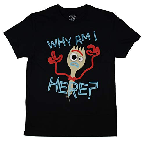 Disney Mens Toy Story 4 Forky Why Am I Here? T-Shirt -2XL-