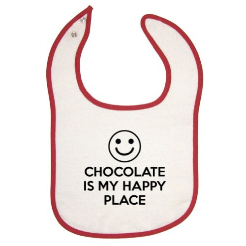 Mashed Clothing Chocolate Is My Happy Place Red Piping Bib