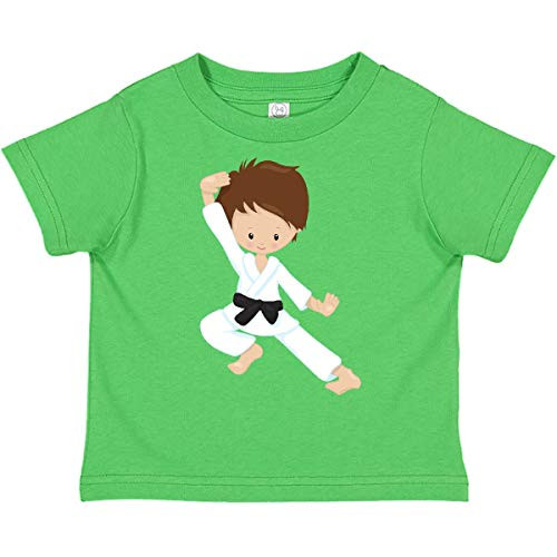 inktastic Cute Boy Brown Hair Black Belt Toddler T-Shirt 4T Apple Green 39db7