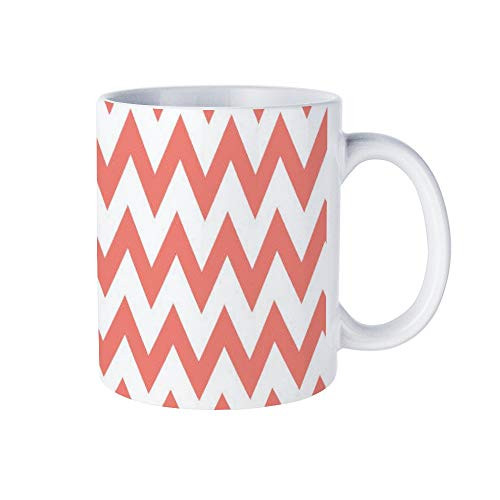 Elegant Coral Pink And White Chevron Patterns Shower Curtain 11 Oz Funny Coffee Mugs Tea Mugs  and  Coffee Cups Inspirational Gifts And Sarcasm