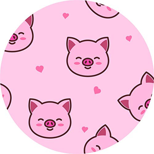 Cute Adorable Kawaii Blushing Pig Design Cartoon Vinyl Sticker -Circle 12 inch Wide-