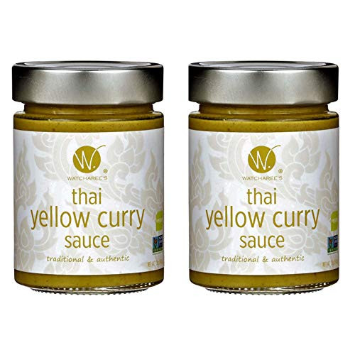 WATCHAREES Thai Yellow Curry Sauce - Vegan - Authentic Traditional Thai Recipe - 12oz Jar -Thai Yellow Curry 2 pack-