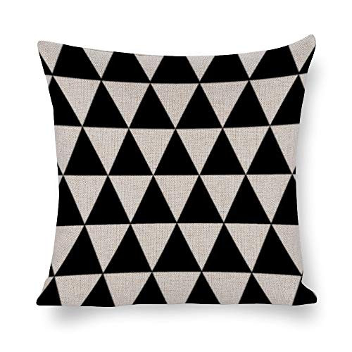 Yilooom Throw Pillow Covers Black and White Triangle Pattern Geometric Throw Pillow Cases Cotton Linen Pillowcase Cushion Cover Home Office Car Decor Square 26x26 Inch
