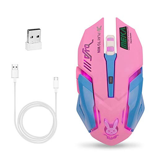 Rechargeable LED Backlight Optical Game Mice 2400DPI 2.4G USB Wireless Mouse for PC Laptop Computer Girls Student