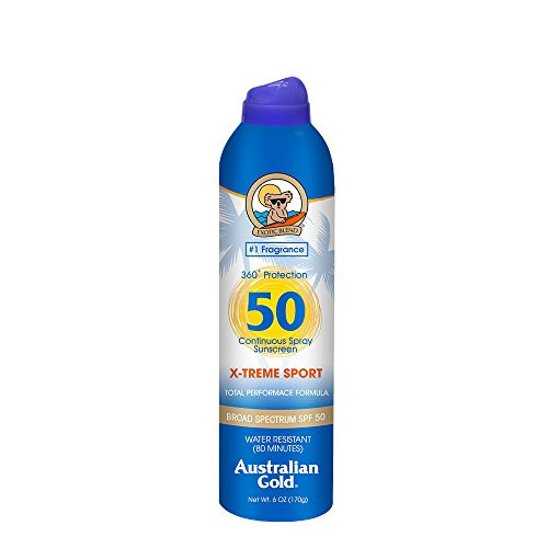 Australian Gold X-treme Sport Continuous Spray Sunscreen SPF 50 6 Ounce - Broad Spectrum - Water Resistant Australian Gold X-treme Sport Continuous Spray Sunscreen SPF 50 6 Ounce - Broad Spectrum - Water Resistant