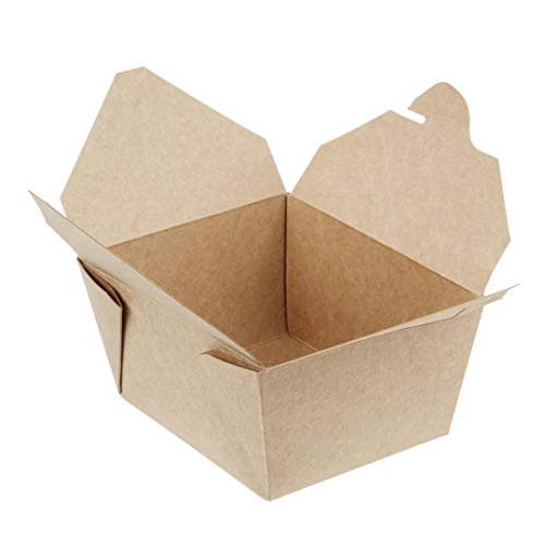 Take Out Food Containers Kraft Brown 1 Take Out Boxes 30 oz -50 Pack- Leak and Grease Resistant Food Containers - Microwaveable Recyclable Lunch Box - for Restaurant Catering Party Crafts 8930