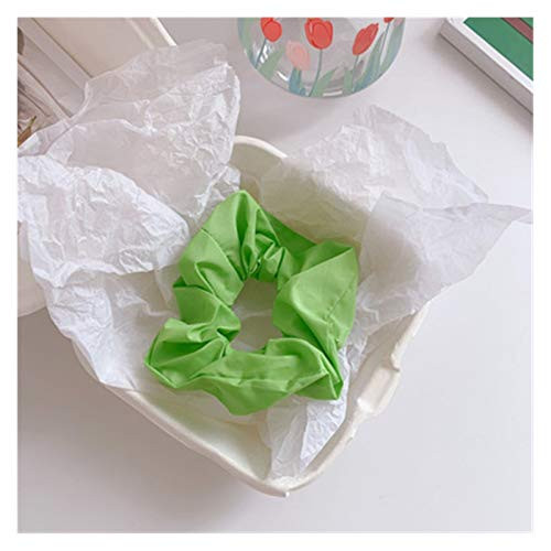 Muchengy Hair tie Korean Cute Little Flower Hair Scrunchies Female Green Series Head Rope Elastic Rubber Band Tie Hair Ring Hair Accessories -Color  Bright Green Satin-