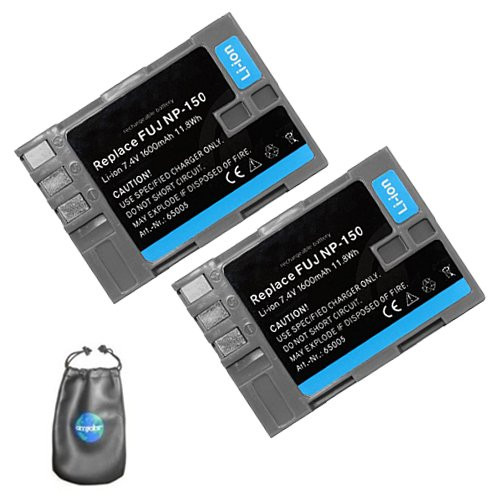 ValuePack (2 Count): Digital Replacement Camera and Camcorder Battery for Fujifilm NP-150, Finepix S5 - Includes Lens Pouch