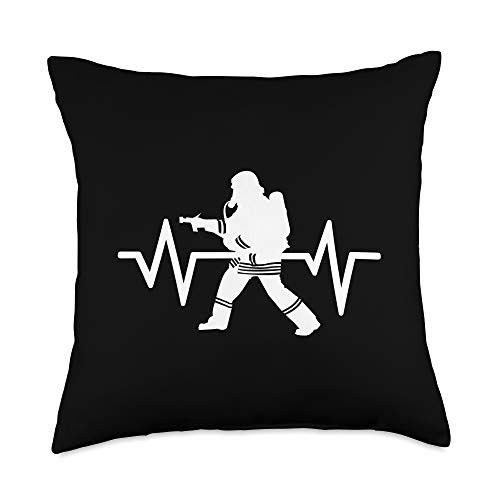JonFriday USA Fire Department Firefighter Gifts Firefighter Heartbeat Pulse Thin Red Line Fireman Gift Throw Pillow 18x18 Multicolor