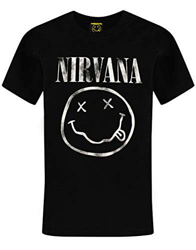 Nirvana Smiley Logo Boys T-Shirt -11-12 Years- Black