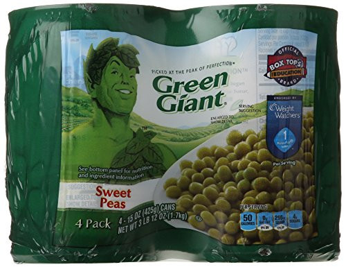 Green Giant Vegetable Cans Sweet Peas 60 Ounce