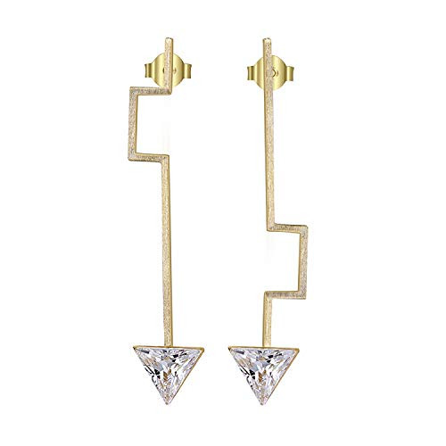 Lotus Fun S925 Sterling Silver Geometric Drop Earrings Minimalism Asymmetric Triangle Dangle Earring for Girls and Women Handmade Unique Jewelry -Gold/White- Lotus Fun S925 Sterling Silver Geometric Drop Earrings Minimalism Asymmetric Triangle Dangle Earring for Girls and Women Handmade Unique Jewelry -Gold/White-