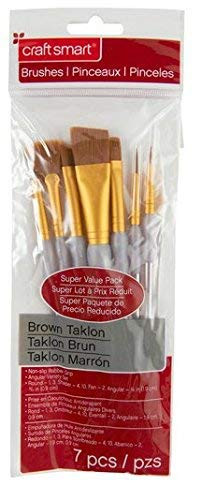 Craft Smart Angular Variety Brush Set Brown Taklon 7 Pieces