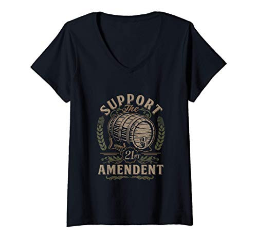Womens Beer drinker support the 21st amendment craft beer V-Neck T-Shirt