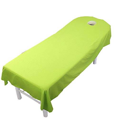 1 pcs Beauty Massage Bed Sheets with Hole SPA Massage Treatment Bed Table Cover Flat Sheets -Green 120x190cm-